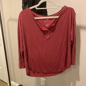 Brick Red American Eagle Three Quarter sleeve Tee